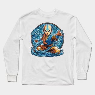 aang as the last air bender in battle position Long Sleeve T-Shirt